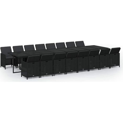 Maison Exclusive - Ensemble à manger de jardin 17 pcs coussins noir résine tressée (1/5)