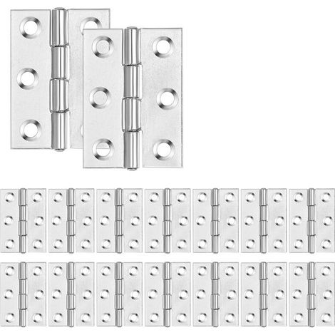 22 Pièces Charnières Inox 44mm - Charnières Meuble Invisibles pour Portes de Placards, Tiroirs, Fenêtres, Armoires