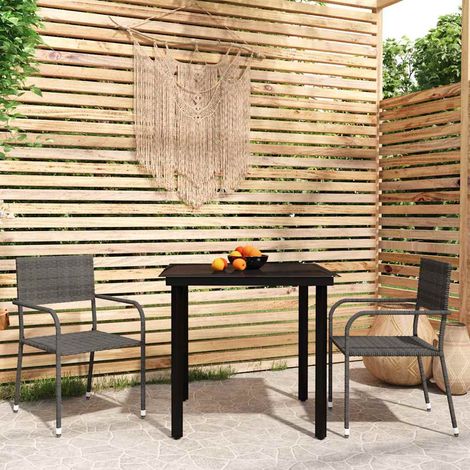 vidaXL Juego de comedor para jardín 3 piezas gris (1/4)