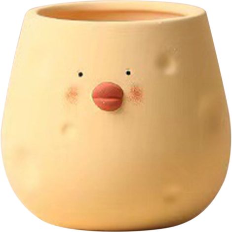 Poulailler Céramique Créatif en Forme d'Œuf pour Plantes Grasses et Intérieur Jardinage Pot de Fleurs Mignon Jaune Décoration Maison-KZQ (1/5)
