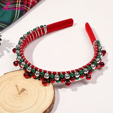 Bandeaux de Noël Jingle Bell pour femmes – Bandeau élégant et mignon avec perles d'imitation, couleurs festives assorties, accesso1 (1/5)