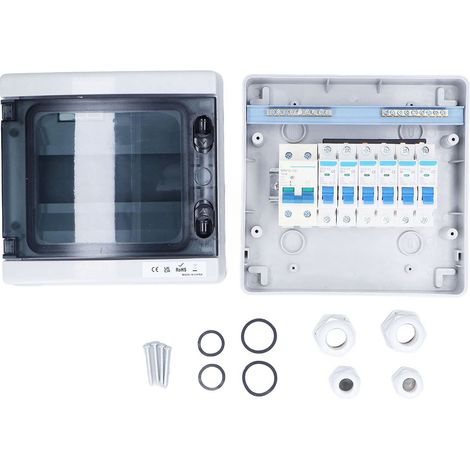 Coffret de distribution étanche 6 disjoncteurs (2xB6A+2xB16A+2xB32A) interrupteur général 100A 6 modules 230V style européen (1/5)