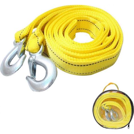 Sangle de remorquage pour voiture, câble de remorquage avec crochets de 4 m et 5 tonnes, câble de traction renforcé pour voitures et camions, avec sac de rangement. (1/5)