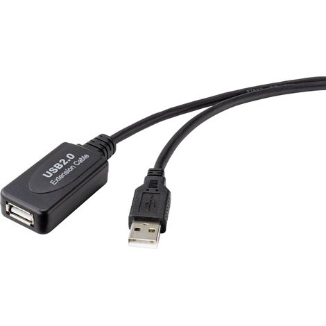 Renkforce Câble USB USB 2.0 USB-A mâle, USB-A femelle 5.00 m noir actif avec amplification du signal RF-4535052 A843582 (1/3)