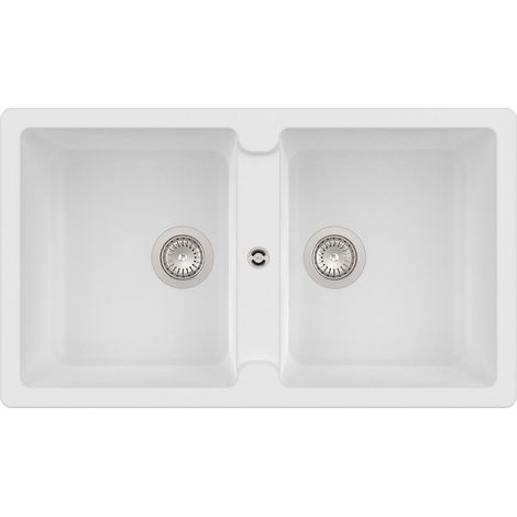 QUARZEX® BERGEN évier 2 cuves - ROCA Couleur : Noir - Dimensions : 860x500x200 mm