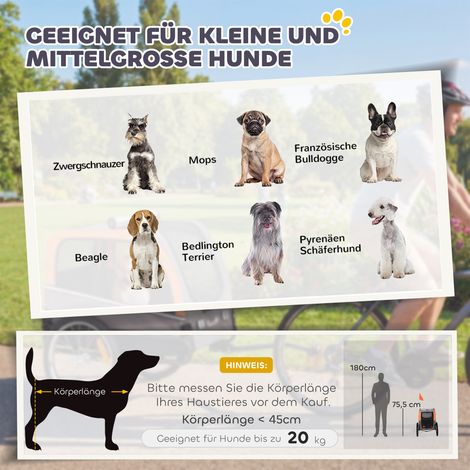 Remorque chien pliable avec réflecteurs de sécurité pour petits et moyens chiens jusqu'à 20 kg Orange (1/5)