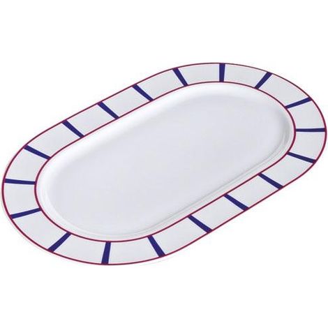 Nova Styl Traditionelle Ovale Platte 36 cm Rot Blau