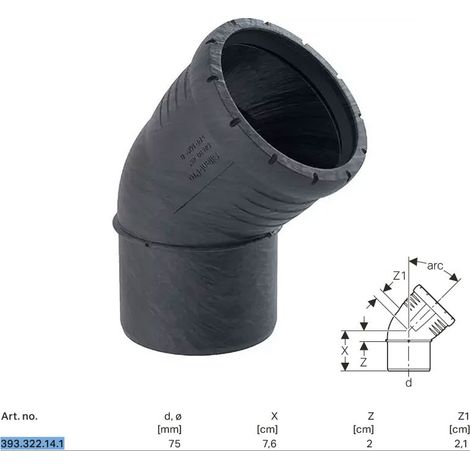 Geberit Curva Silent-Pro, DN 70, dø 75 mm, 393.322.14.1