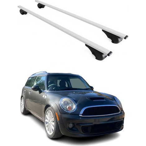 OMAC Barres de toit pour Mini Clubman mk1 R55 2007-2014 – TÜV / DIN 75302:2019 – Antivol inclus – Charge max 75 kg – 2 barres Argent (1/4)