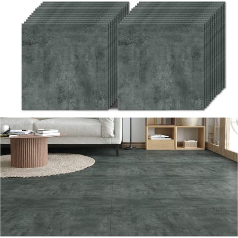 Dalle Adhesive Sol Béton Gris Vintage Carrelage Adhesif Sol Effet Béton Dalles PVC Garage Salon Autocollant Stickers Carrelage Cuisine Imperméable Salle de Bain 30 cm × 30 cm 24 Pièces (1/5)
