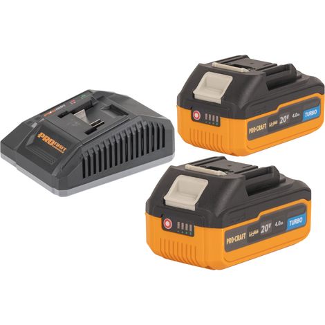 Procraft Starter Pack C20/4 Cargador 20 V 4 A + 2x 20/4 Batería turbo 4,0 Ah
