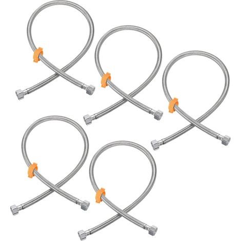 Raccord de tuyau d'alimentation en eau Sourcing Map 5 pièces, G1/2 femelle x 79 cm long, acier (1/5)