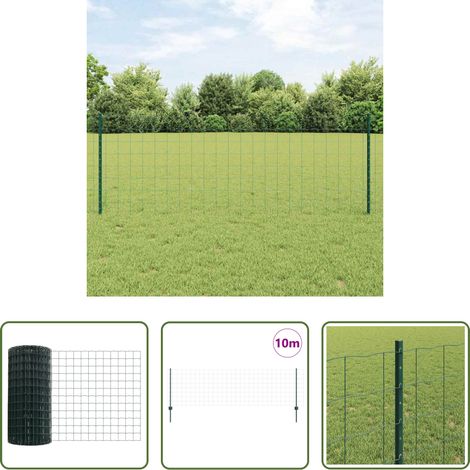 Gartenzaun - Zaun mit Pfosten Grün 0,8 x 10 m Stahl (1/5)