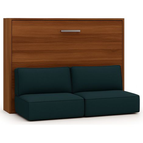 Les Tendances – Lit escamotable horizontal 160x200 cm – Canapé en tissu anti-taches – Coffres de rangement intégrés – Structure en mélamine et acier (1/5)