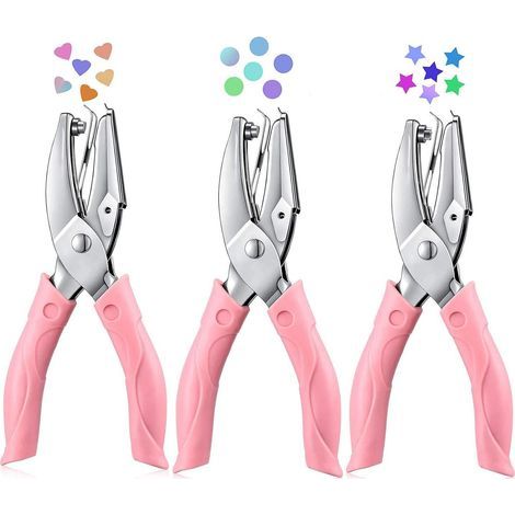 Set of 3 pocket hole punches, manual metal punching tool for arts and crafts, office, school, home, scrapbooking and card making. (1/5)