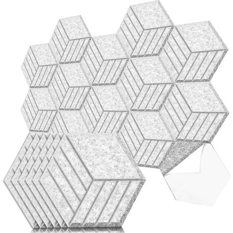 Lot de 12 panneaux acoustiques autocollants, 35,6 x 30,5 x 1 cm, panneaux muraux insonorisants, panneaux absorbant le son, C (1/5)