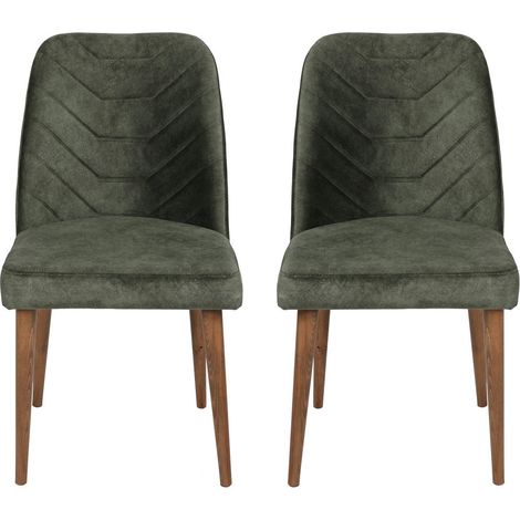 Cotecosy – Lot de 2 chaises de salle à manger en velours vert foncé – Structure en bois noir – Confort épais – Hauteur d'assise 42 cm (1/5)
