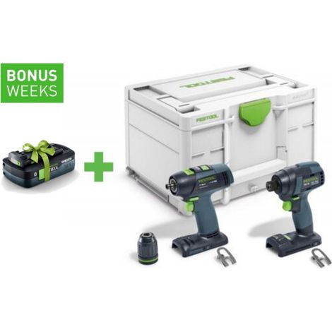 Festool Visseuse à choc sans fil TID 18 et perceuse-visseuse sans fil T 18+3 sans batterie ni chargeur