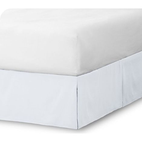 Jupe de lit plissée de luxe，Jupe plissée longue, style ample, couleur unie, blanche, taille standard(198X203+38CM) (1/5)