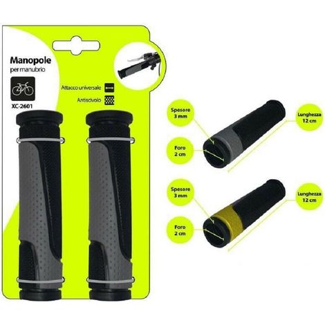 TRADE SHOP - Coppia Manopole Per Manubrio Sterzo Bici Bicicletta Universale Bicolore Xc-2601 -