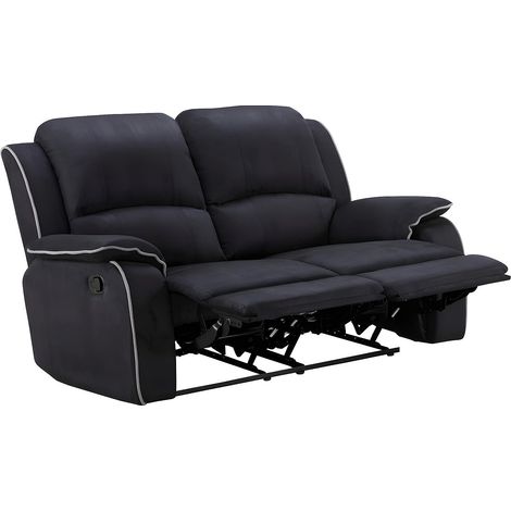 Divano 2 posti relax in microfibra Nero - HERNANI