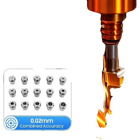 Juego de mandriles con resorte, 15 mandriles ER32, compatibles con MT3, precisión de sujeción de 0,0008 pulgadas, acero duradero de alta calidad, versátil para mecanizado CNC. (1/5)