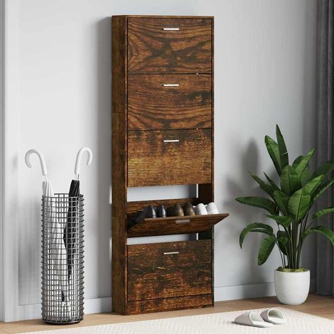 vidaXL Zapatero madera contrachapada roble ahumado 59x17x169 cm (1/5)