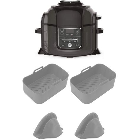 Juego de 2 recipientes rectangulares de silicona para freír (DZ201 Foodi 8QT) – revestimiento antiadherente, resistente al calor hasta 230 °C. (1/5)
