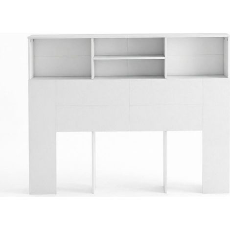 Tête de lit avec rangement pour lit 140 cm, accessoire de lit avec 4 compartiments ouverts, fixation murale facile, gain de place et design moderne pour chambre ou salon (1/5)