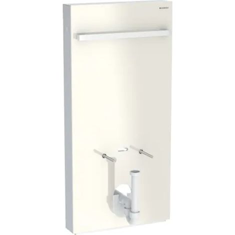 Panneau sanitaire Geberit MONOLITH pour bidet, 101 cm, avec porte-serviettes, verre sable gris, latéral aluminium - Geberit (1/4)