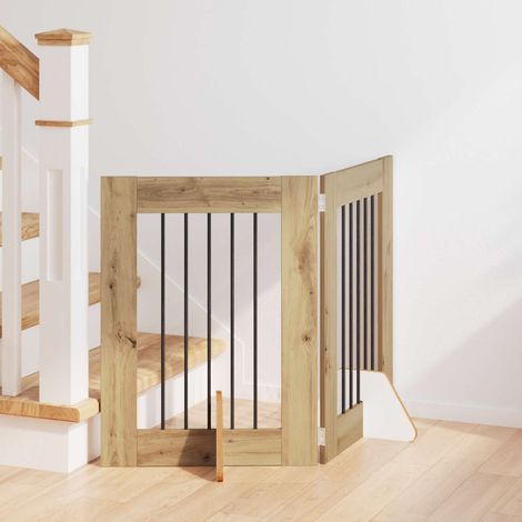 vidaXL Porte de chien pliable avec supports 2 pcs Chêne artisanal