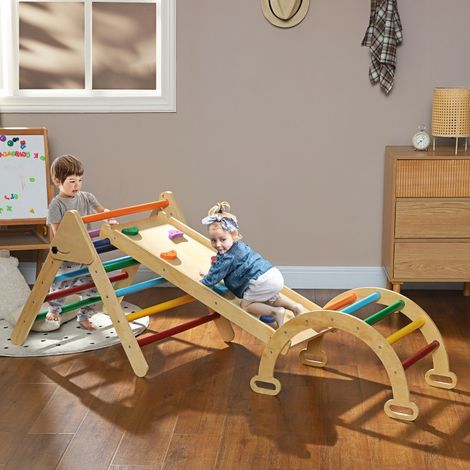 Estructura de escalada infantil 5 en 1 de madera multicolor, 18-48 meses, 50 kg HAVRYA (1/3)