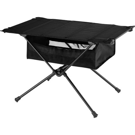 Odoland Table de Camping Pliante Portable, Table de Camping avec Rangement en Maille et Sac à Dos, pour I'intérieur et l'extérieur, Randonnée, Pique - Nique, Barbecue, Voyage, Pêche, Noir (1/5)