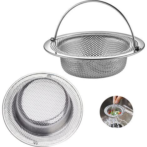 （11 x 3 x 8 cm）, lot de 2 passoires d\'évier avec poignée en acier inoxydable, grille d\'évier de cuisine, bouchon d\'évier de cuisine, filtre anti-obstruction pour évier de cuisine/salle de bain (11 (1/5)