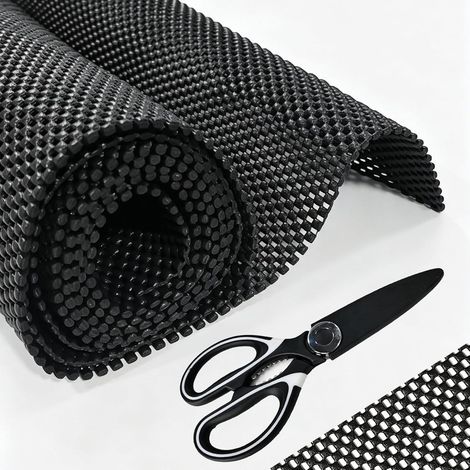 Tapis antidérapant - 100 x 150 cm - Multifonction - Découpable - Pour tiroirs, étagères, plateaux, voiture, maison, bureau - Noir (1/5)