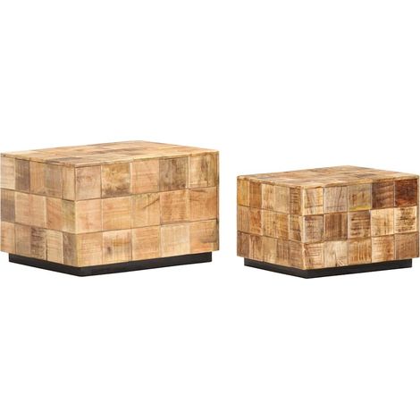 Maison Exclusive - Tables basses 2 pcs avec design de blocs Bois de manguier brut (1/5)