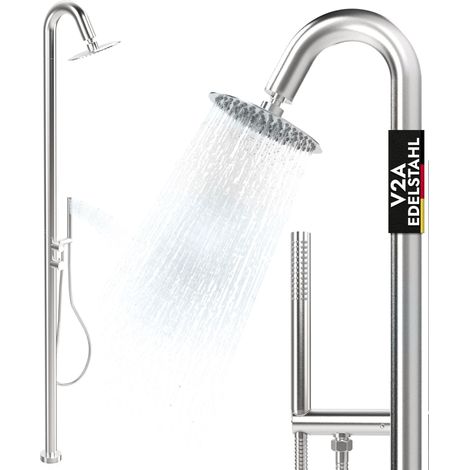 Outdoor Gartendusche Außendusche V2A Edelstahl Pooldusche mit Handbrause (1/5)