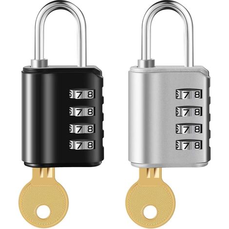 Lot de 2 cadenas à combinaison, cadenas à 4 chiffres réinitialisable avec code ZQKLA