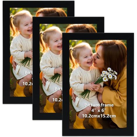 Lot de 3 Cadre Photo 10x15 cm Noir, Élégant Cadre 10x15 en PVC (1/5)