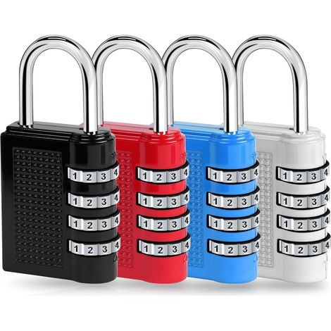 Cadenas Code de 4 Chiffres, Luggage Locks, 4PC Cadenas à Bagages Cadenas à Combinaison, Verrouillage du Code pour Casier Gym (1/5)
