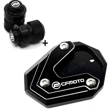 (Ensemble noir) Compatible avec les motos CFMOTO 650MT, 800MT, 650TR-G et 650 TR-G TRG : bouchons de valve de pneu CNC, béquille latérale et extension de béquille pour 650 MT et 800 MT maxpower. (1/4)