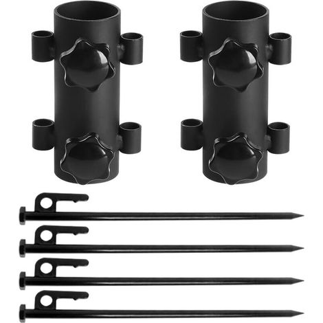 Support de Parasol, Parasol Extérieur Prise de Sol avec 4 Pièces de Ongles de 40cm, Pied de Parasol Amovible pour La Pêche en Plein Air, Le Jardin, La Pêche, La Plage (Noir)-JUSCH (1/5)