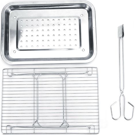 de 3 grilles de barbecue pliables portables en acier (1/4)