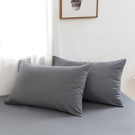 Lot de 2- Taies d'oreiller Gris 50x70cm Housse d'oreiller avec Une Fermeture Eclair en Microfibre (1/5)