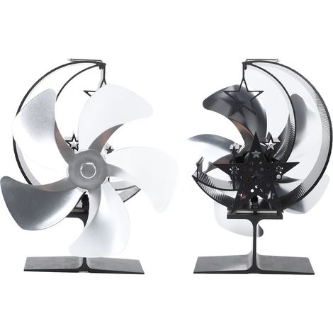 Ventilateur de cheminée à 5 pales, très silencieux, économe en énergie, idéal pour la circulation de l'air, le chauffage, la pêche sur glace et le camping, couleur argentée (1/5)