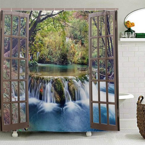 [JAMAIS UTILISÉ]Rideau de douche Nature Paysage Imperméable 180x180 cm (1/5)