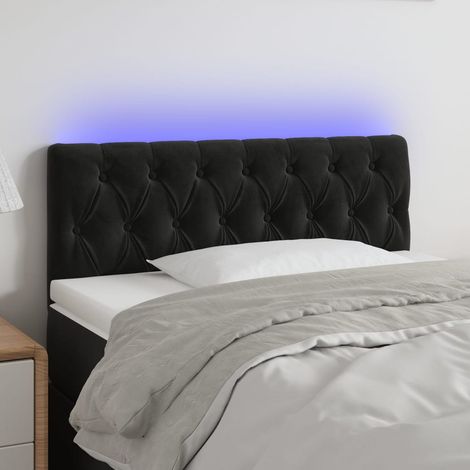 Tête de lit à LED Armoire de tête de lit Noir 90x7x78/88 cm Velours 65702 (1/5)