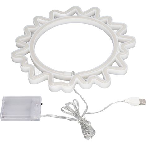 Lampe néon soleil rechargeable USB, décoration murale LED tournesol sans fil pour bar maison Noël (1/5)