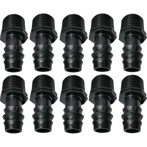 Packung mit 10 Schlauchverbindern (Außengewinde, Ø 16 mm x 1/2 Zoll) für Tropfbewässerungsschläuche (für Ø 16 mm Schläuche) – Anschluss für Bewässerungs-/Sprinkleranlagen (1/4)