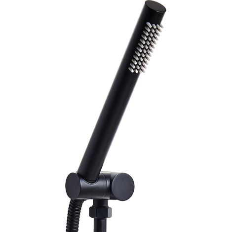 Ducha de mano clásico moderno redondo 1 modo de rociado metal negro Cabuyal